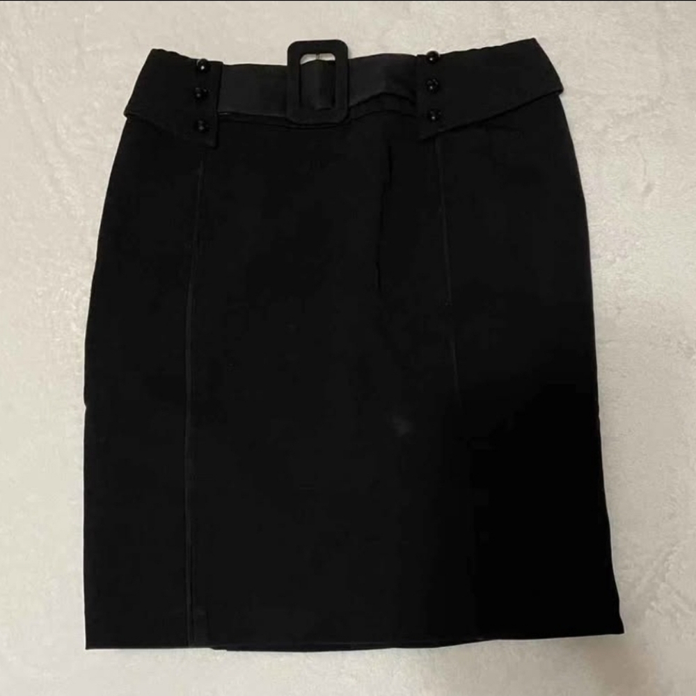 Women's Straight Pencil Skirt Black Lined Belted Back Zip